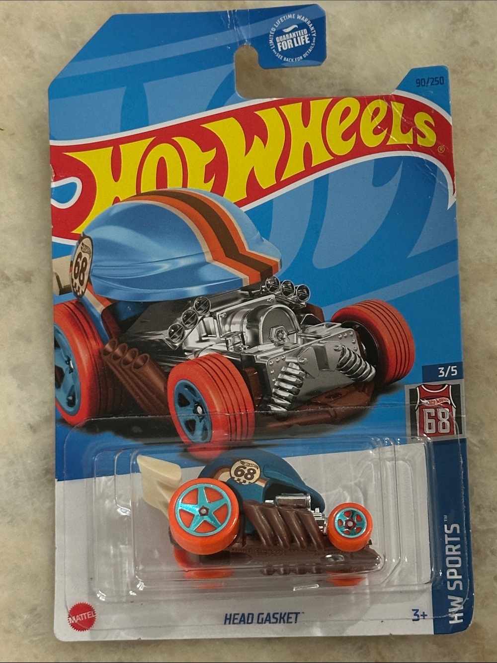 Hot Wheels Head Gasket Toy Car - Blue and Orange